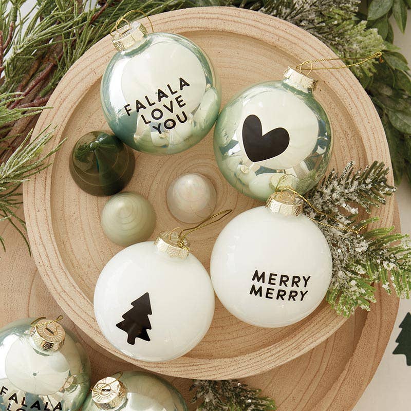 Glass Ornament Set - Merry Merry + Tree