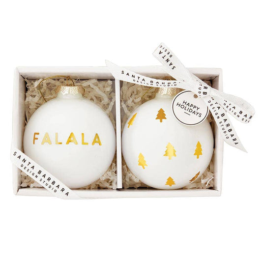 Glass Ornament Set - FaLaLa & Trees